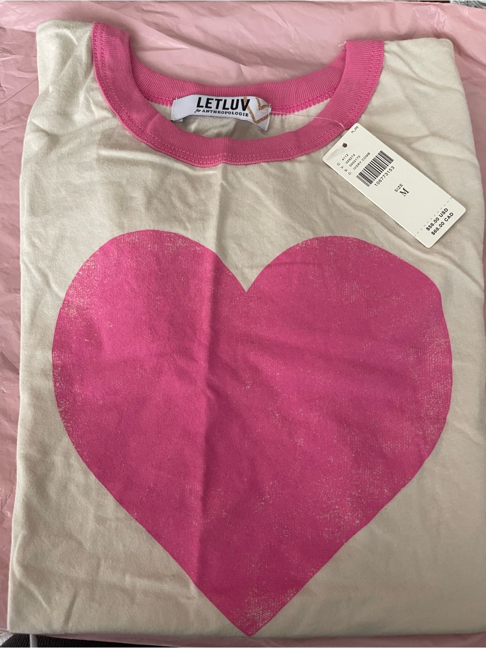 NWT Letluv Heart Ringer Tee by anthropology - Picture 4 of 4